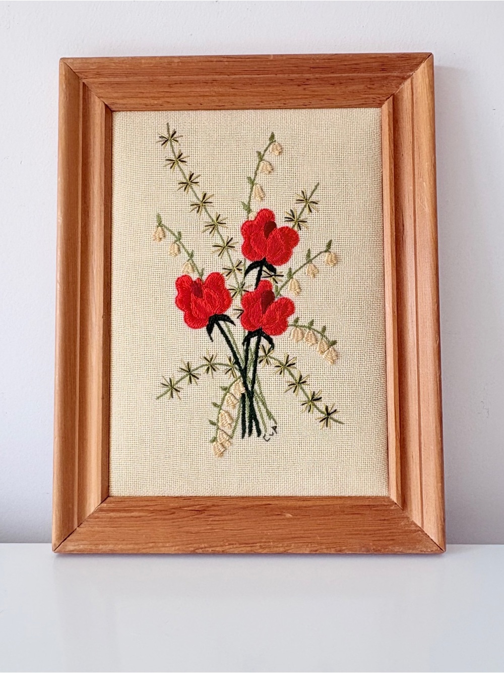 Vintage Needlepoint Floral Crewel  
11 X 13 Cottage Country Grandma